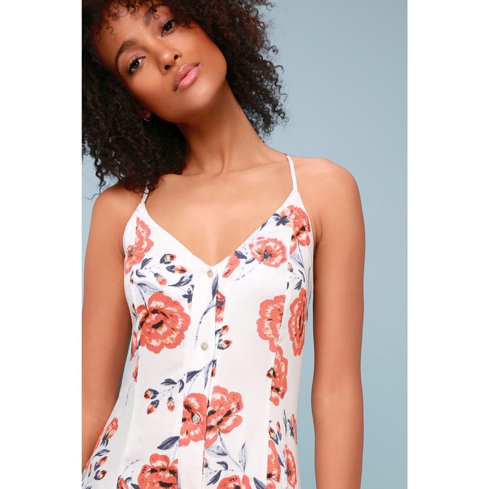 White Floral Button Up Maxi Dress — NWT